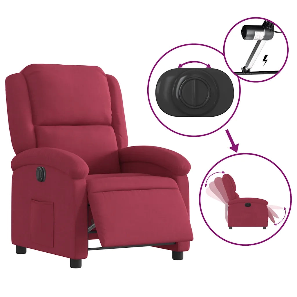 Poltrona Elettrica Reclinabile Rosso Vino in Tessuto 3204283