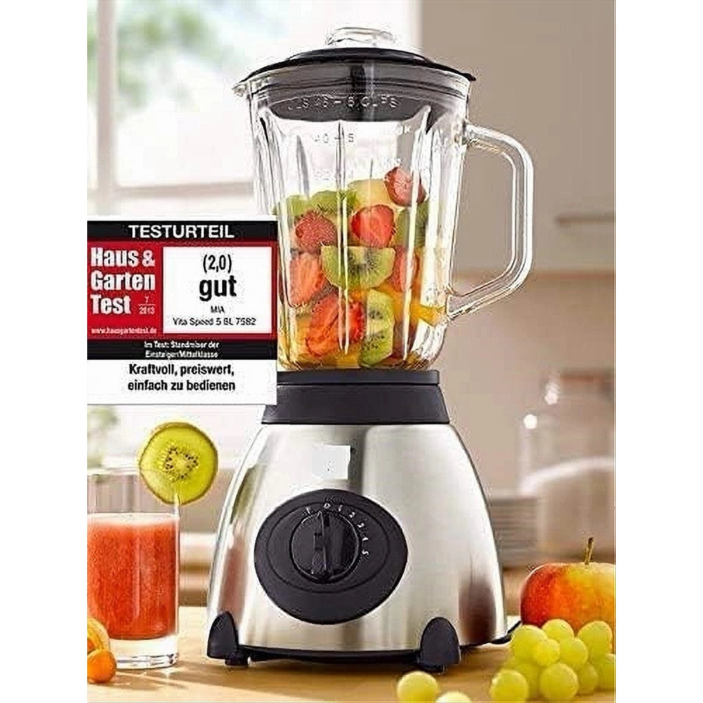 Trade Shop - Frullatore Da 500 W Con Lame In Acciaio Inox Da 1,5 Lt Tritatutto Frutta Verdura -