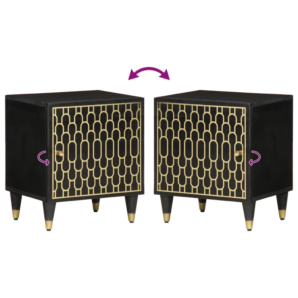 Comodini 2pz 40x33x46 cm in Legno Massello di Mango 358317