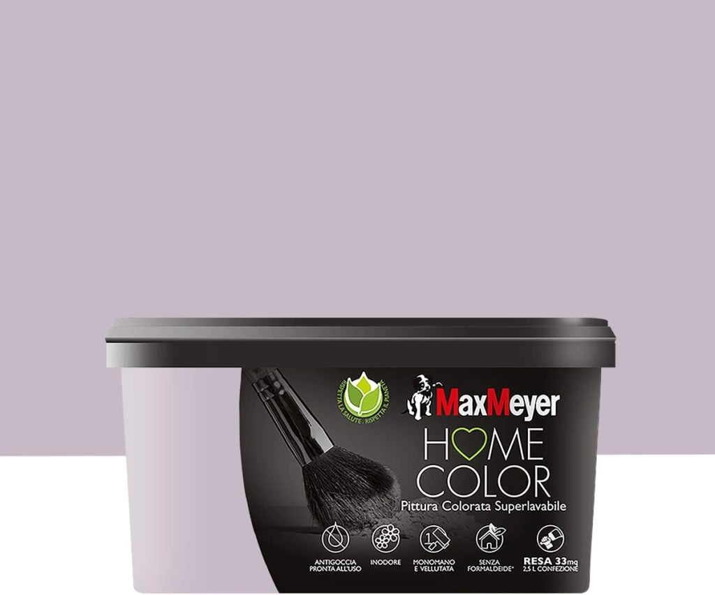 Idropittura Colorata Superlavabile per Interni HomeColor, Colore Glicine, 2.5L