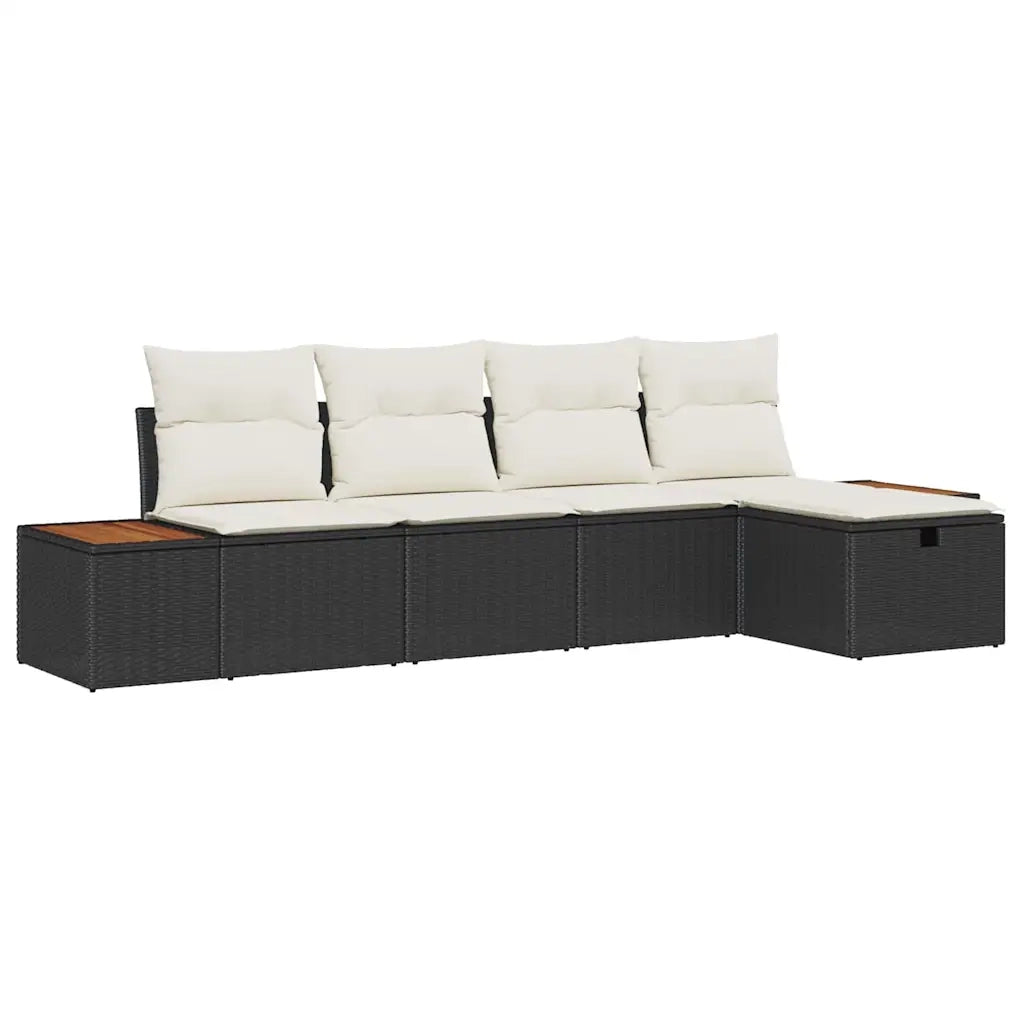 Set Divano da Giardino con cuscino 5 pcs Nero polyrattan 3359619