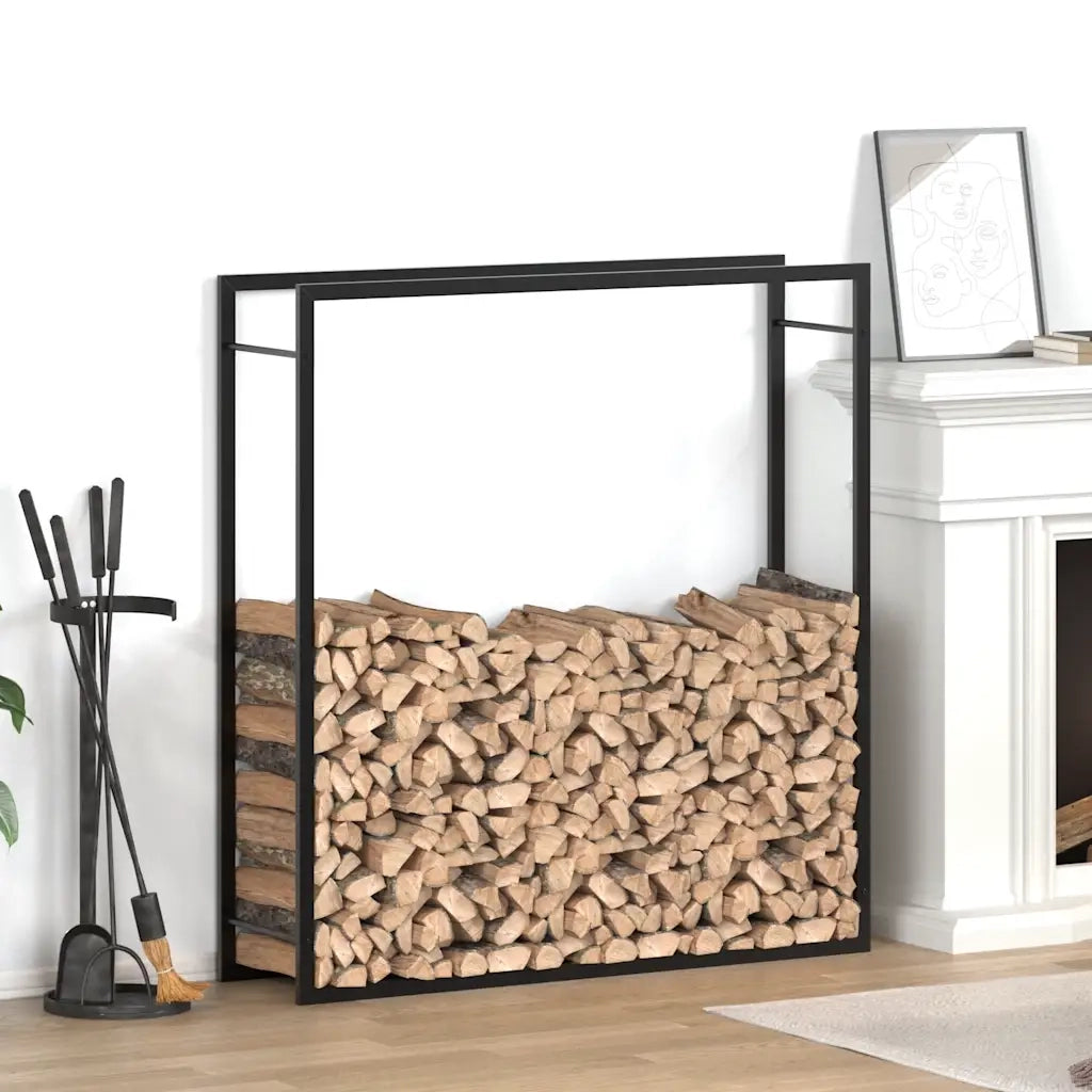 Portalegna Nero Opaco 110x28x116 cm in Acciaio 350310