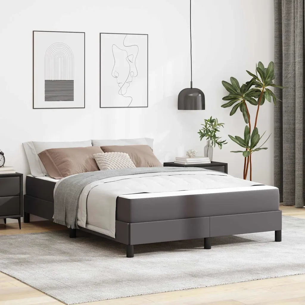Letto matrimoniale | Letto per adulti | Struttura del letto con materasso Grigio 140 x 200 cm Tessuto