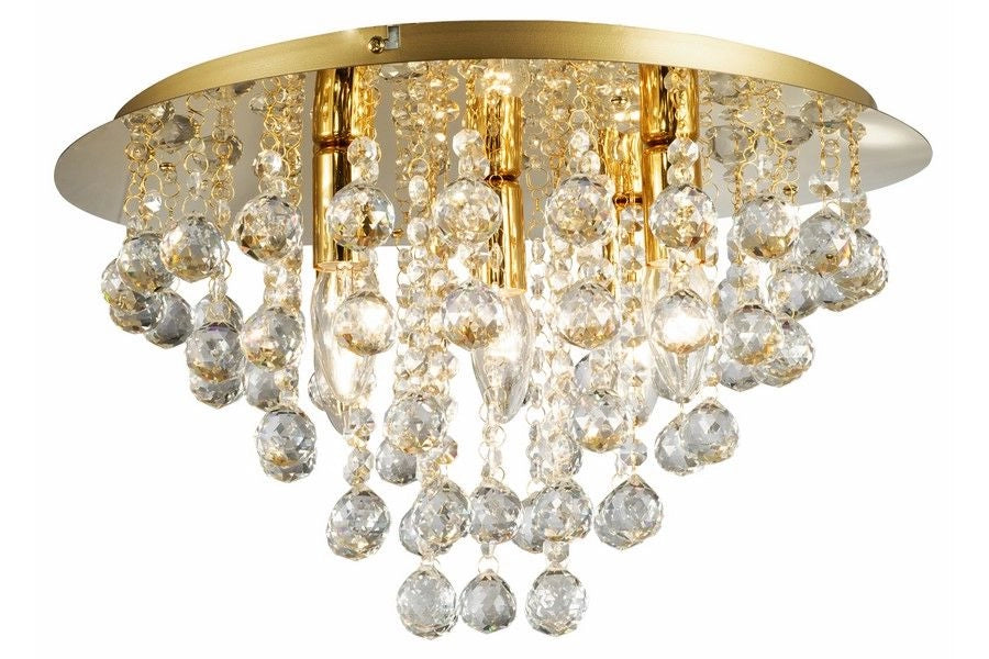 Plafoniera glamour London Crystal oro 46cm 5xE14 Reality