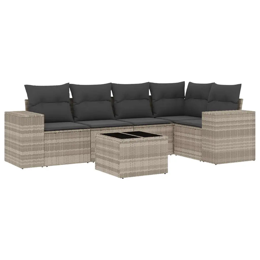 Set Divano da Giardino 6pz con Cuscini Grigio Chiaro Polyrattan 3222541