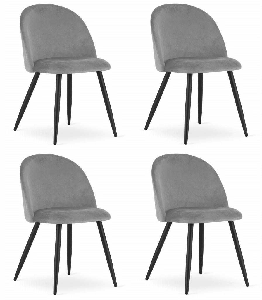 Sedia Valora BELLO in velluto grigio chiaro, design moderno x4