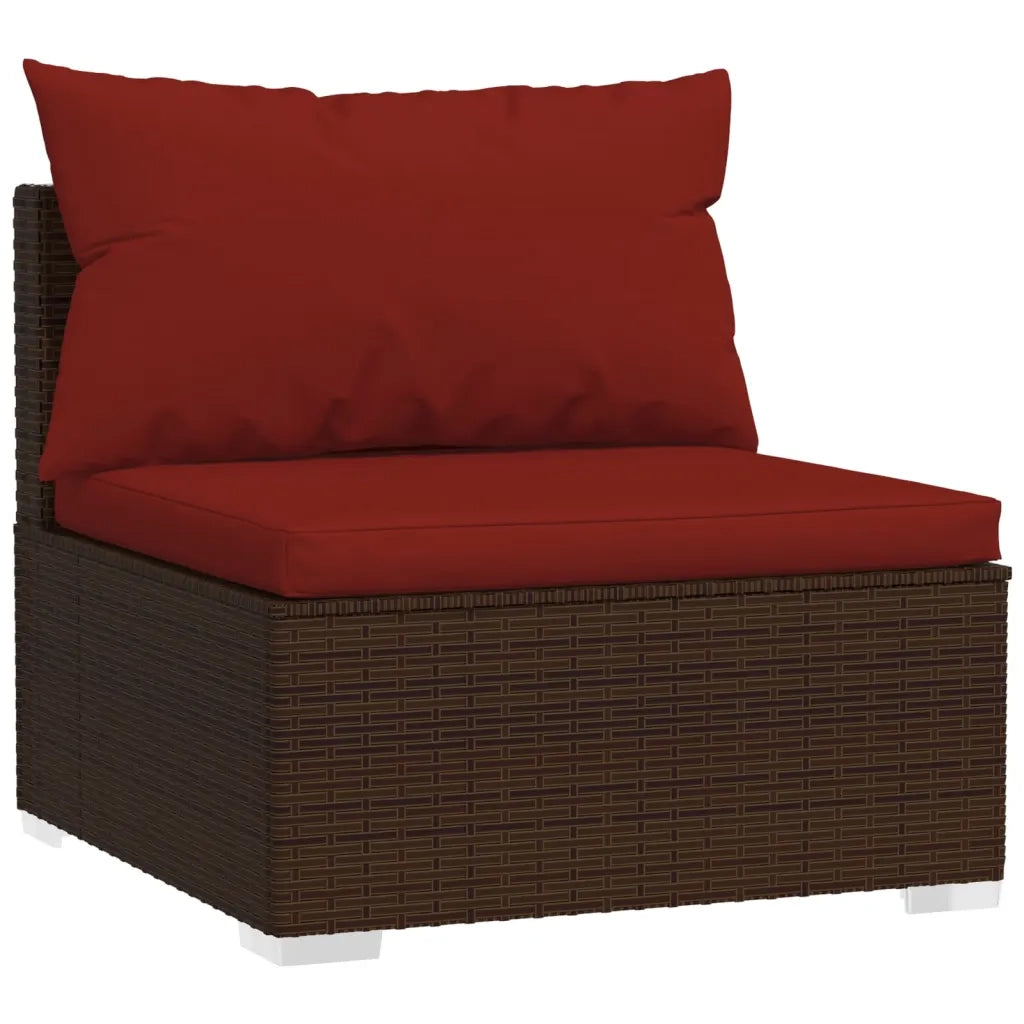 Set Divani da Giardino 9 pz con Cuscini in Polyrattan Marrone 3102563