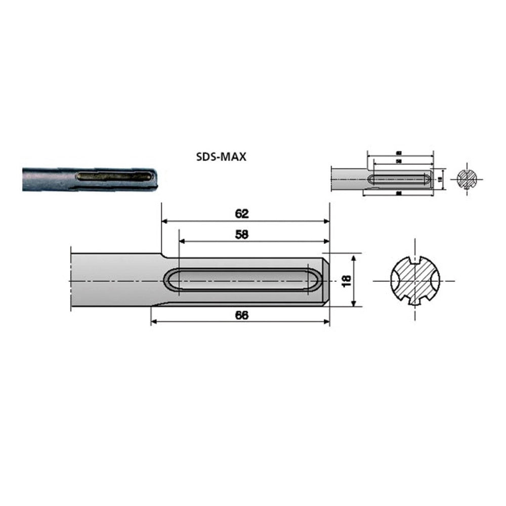Trade Shop - Punta Gigante A Doppia Elica Con Attacco Sds Max Per Martello Demolitore -       800 X 32 Mm