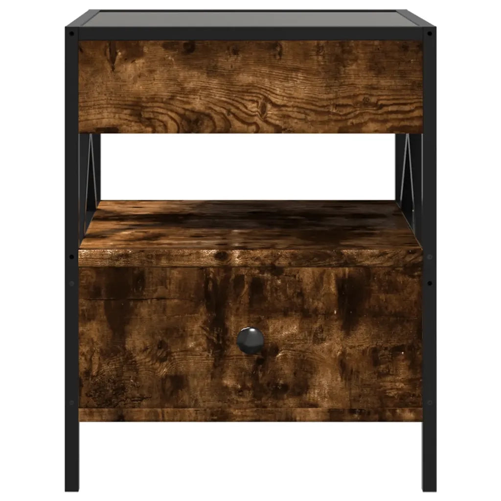Comodino con LED Infinity Rovere Fumo 40x40x51 cm 3284103