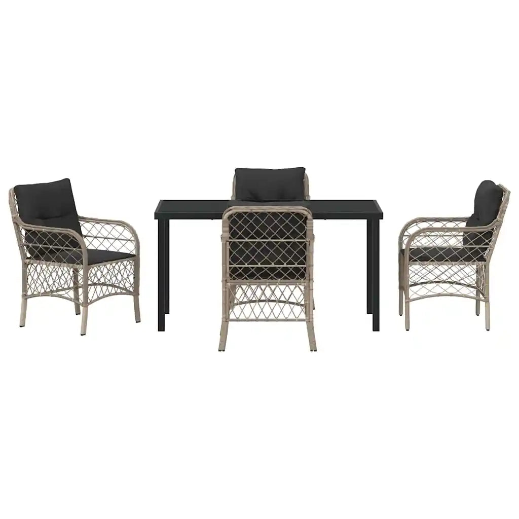 Set da Pranzo per Giardino 5 pcs Grigio chiaro polyrattan