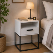Lehadasa, Comodino un Ripiano, 40x39x65h cm Bianco
