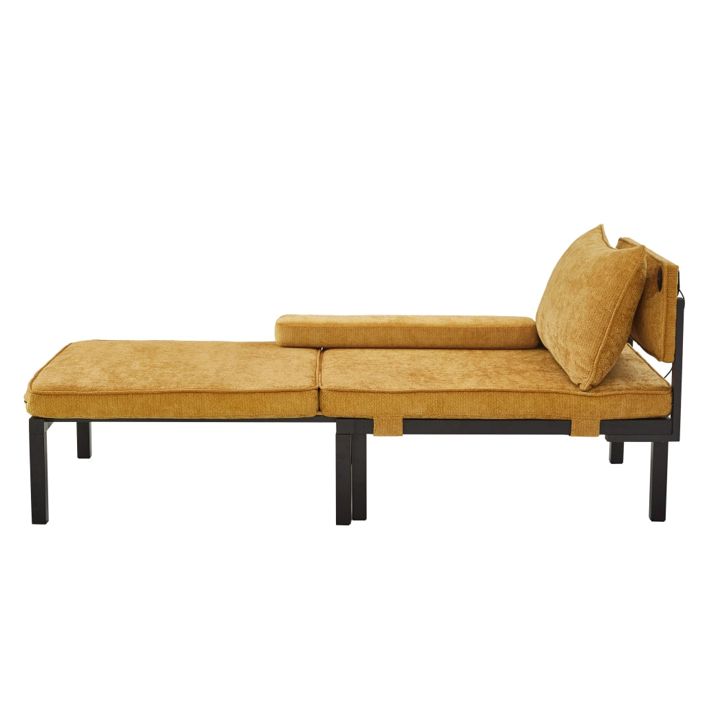 Divano Letto Singolo Pieghevole con Cuscino e Porte USB ¨C MINIMAL ¨C Giallo