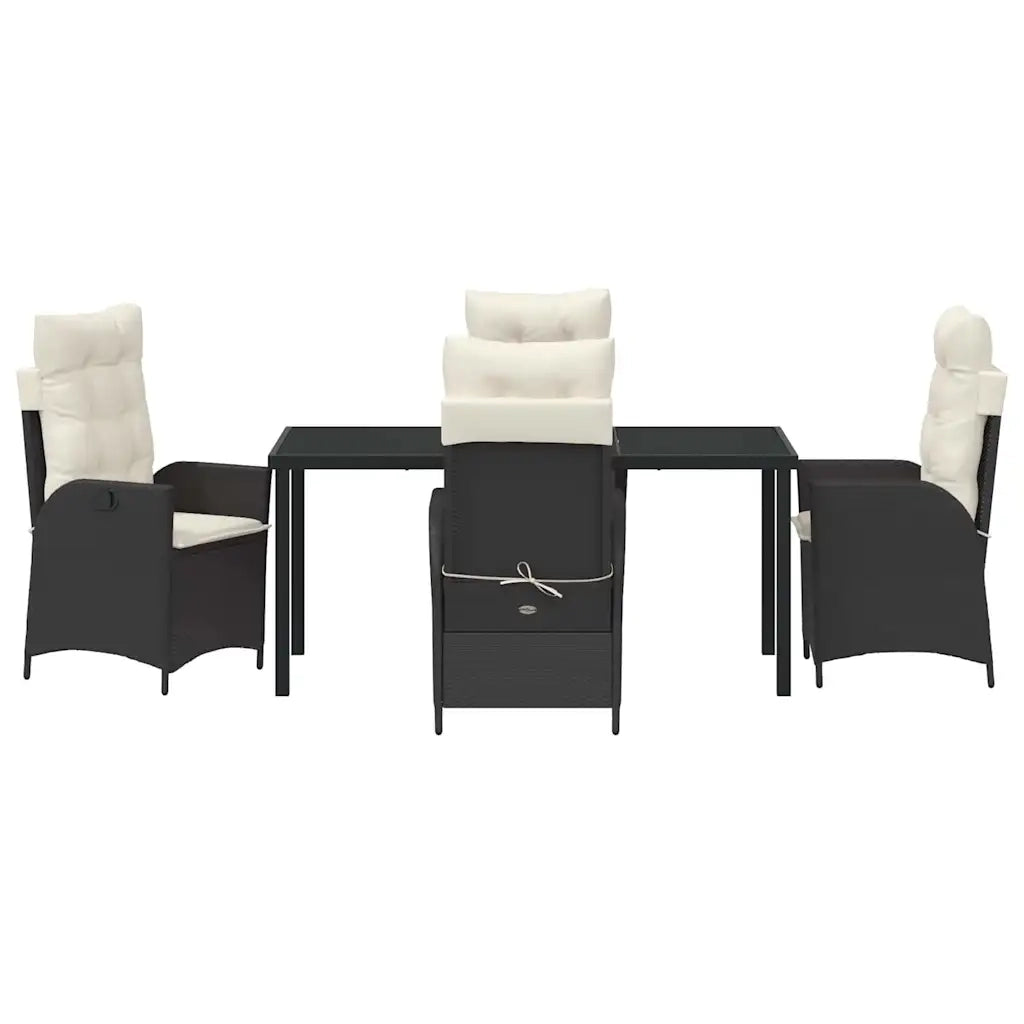 Set da Pranzo per Giardino con cuscino 5 pcs Nero polyrattan