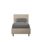 BS COM Letto singolo con rete imbottito 80x190 similpelle tortora