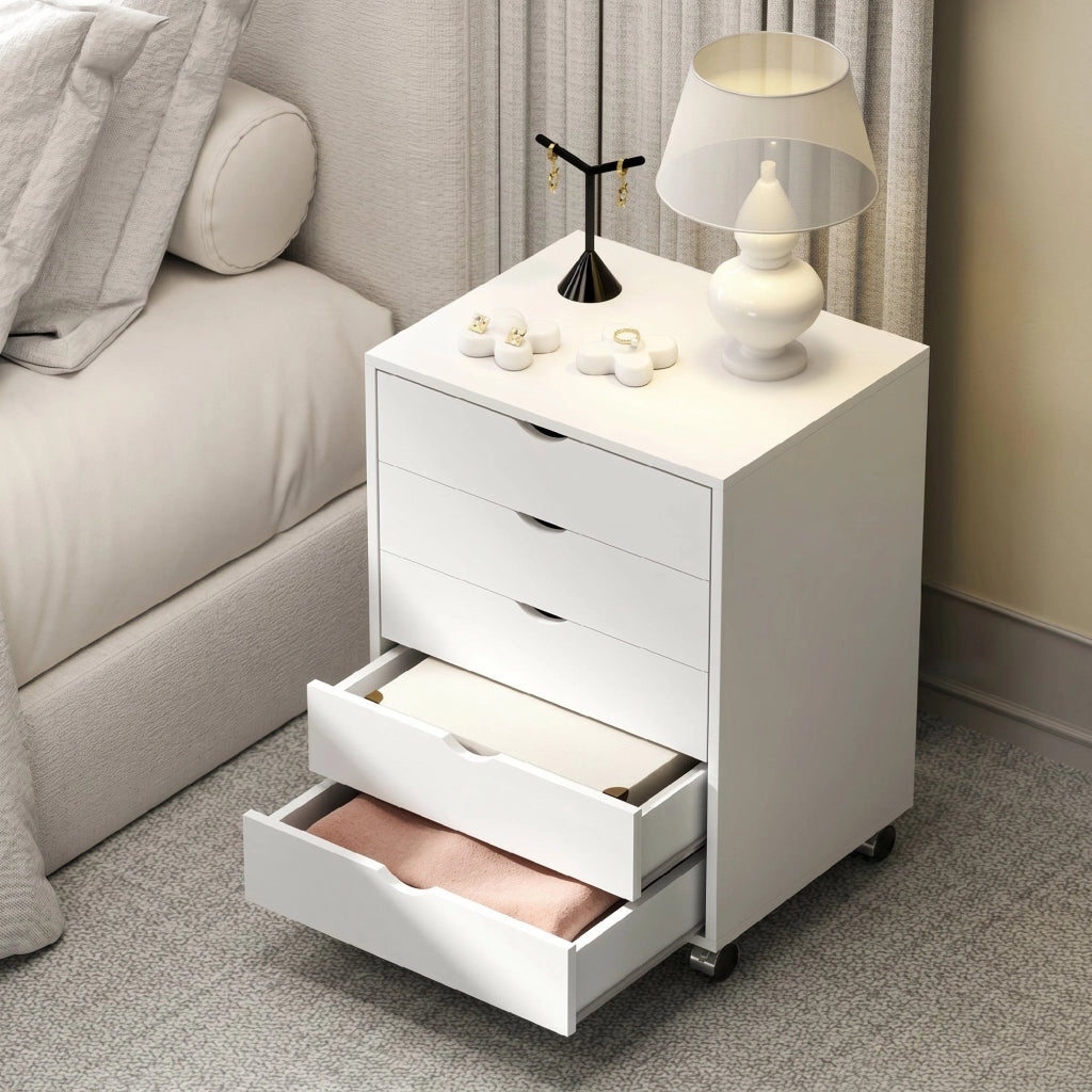 Scrivania con cassetti e ruote ¨C zephmum ¨C 5 cassetti, bianco