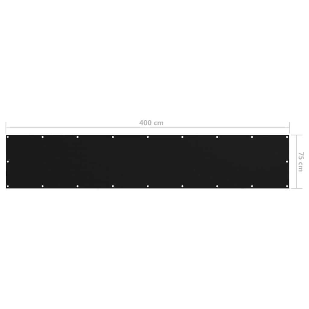 Paravento per balcone 75 x 400 cm tessuto oxford nero 02_0010271