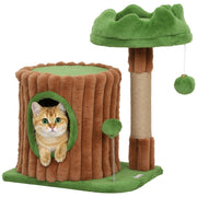 Tiragraffi per Gatti con Casa e Letto ¨C Minimal ¨C Marrone e Verde 53 cm