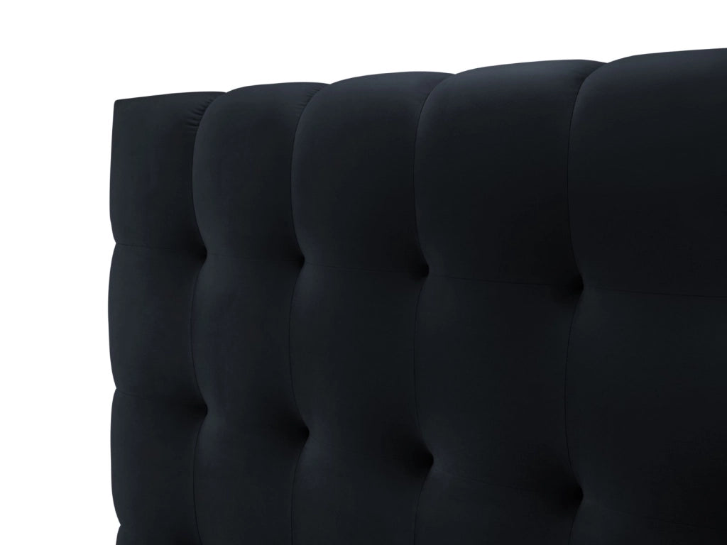Cosmopolitan Design - Letto a cassettone con testiera "Bali" 140x200cm in velluto blu scuro 