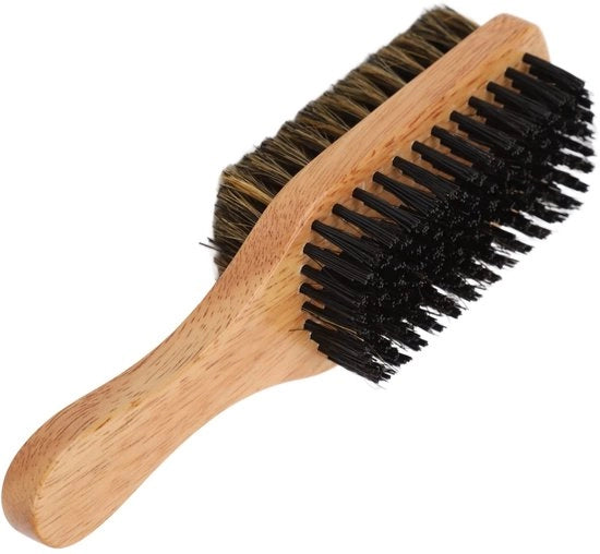 Spazzola per barba a doppia faccia - Manico in legno di gomma - Setole di cinghiale selvatico/imitazione - Grip ergonomico - Per stili da golf - Manutenzione e disintaratura - Spazzola per barba