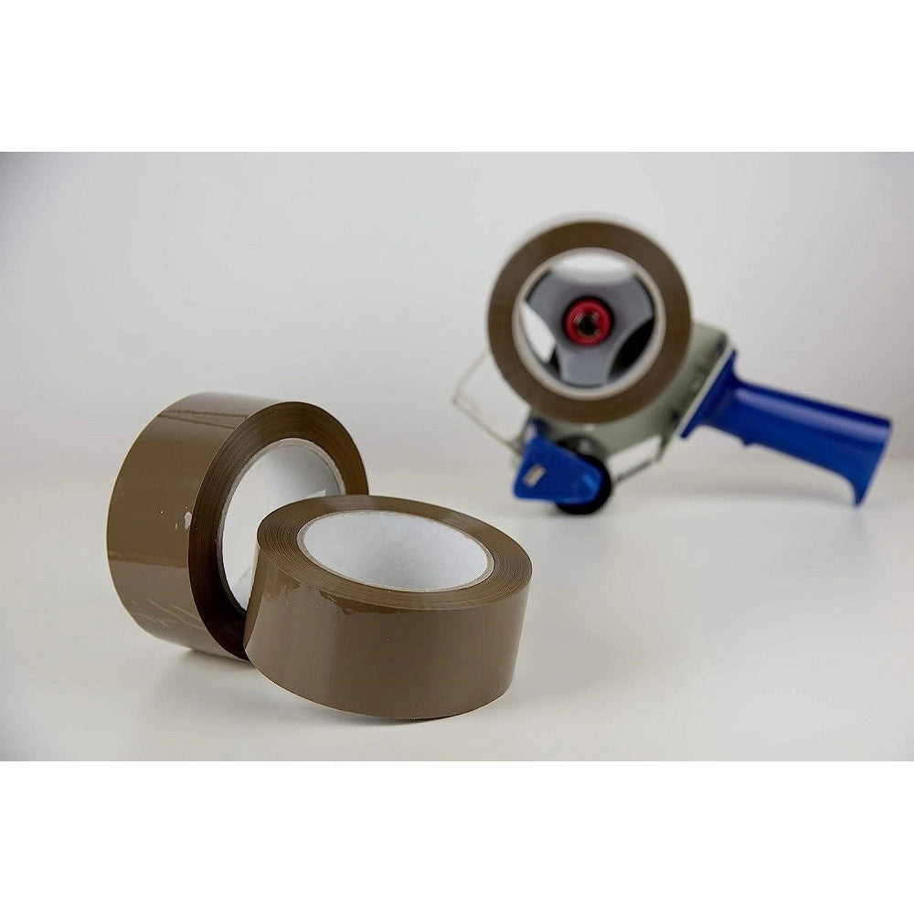 Trade Shop - Set 6 Pz Rotoli Nastro Adesivo Pacchi 50mmx132mt Silenzioso Imballo Colore Avana -