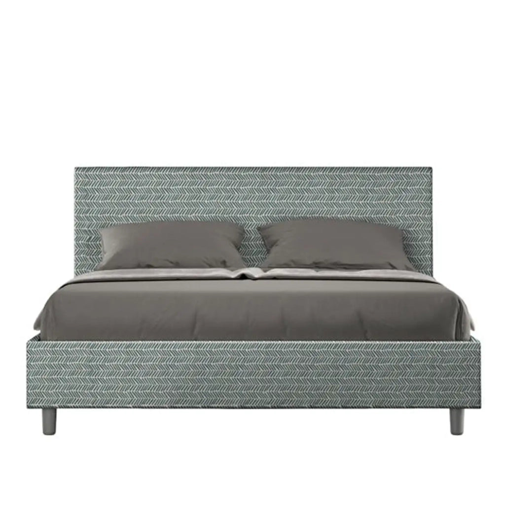 Letto matrimoniale contenitore imbottito 160x190 tessuto Aragona 7 azzurro Adele