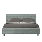 Letto matrimoniale contenitore imbottito 160x190 tessuto Aragona 7 azzurro Adele