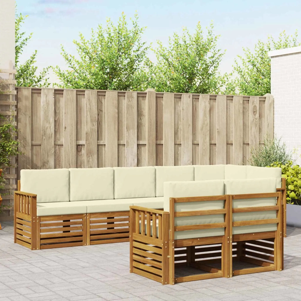 Set divani 8 pcs Naturale e Crema Legno di Acacia Massello 3375000