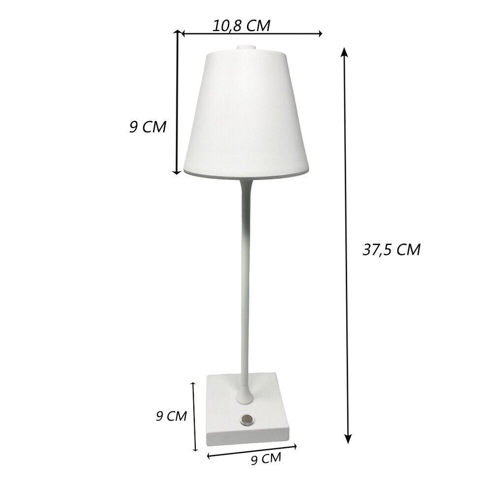 Trade Shop - Lampada Tavolo Ricaricabile Usb 10 Watt 3 Colorazione Di Luce Vari Colori D27-3c - Bianco