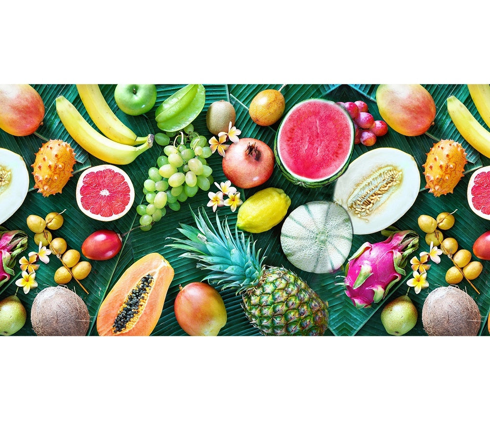 Tappeto Cucina Antiscivolo Made in Italy Passatoia Antimacchia Multiuso Corridoio Soggiorno Lavabile in Lavatrice - 50x200 - Frutta e foglie