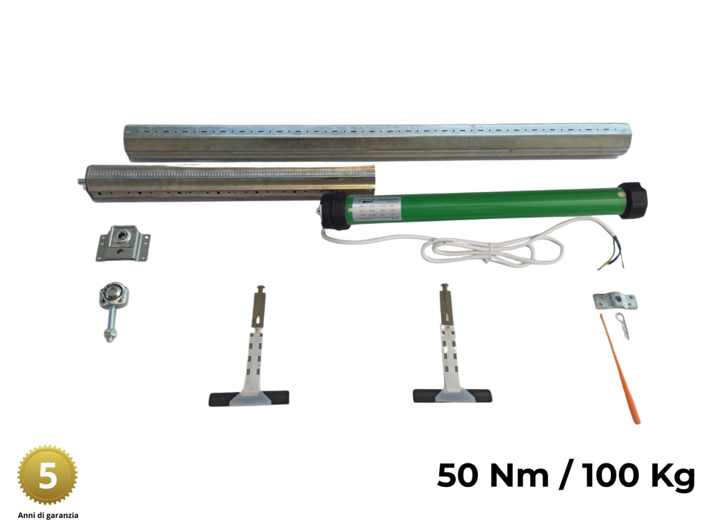 Kit tapparelle elettriche 100 kg 50 Nm Rullo da 220 cm a 255 cm Completo con Molle di Sicurezza