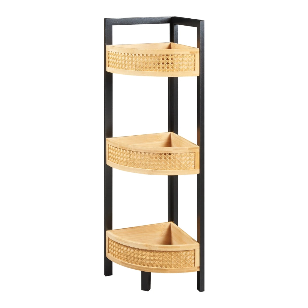 Scaffale dal design senza tempo per soggiorno/camera da letto mobile contenitore angolare 80 x 32 x 23 cm effetto rattan naturale nero 03_0011171