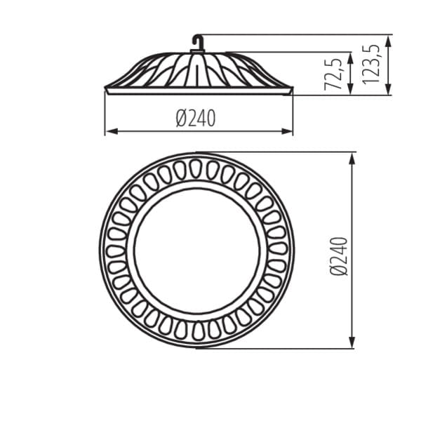 Miledo HIBO LED Industriale High-Bay 50W 4000K IP65 Nero