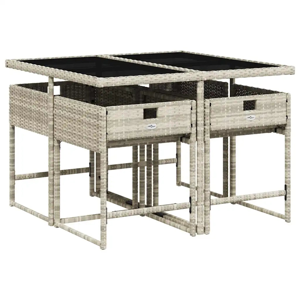 Set Pranzo da Giardino 5pz con Cuscini Grigio Chiaro Polyrattan 3211259