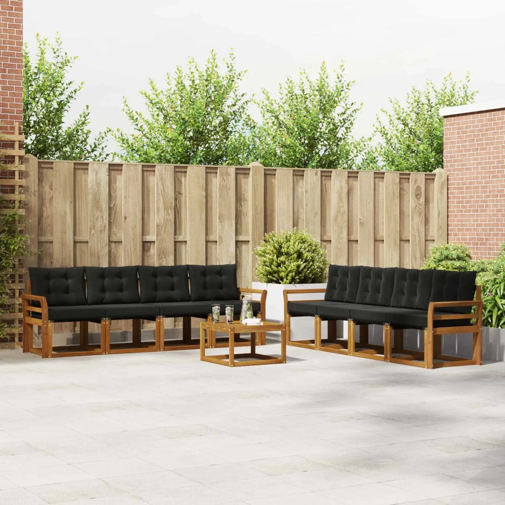Set di divani da esterno con cuscino 9 pcs Naturale e Nero 3368523