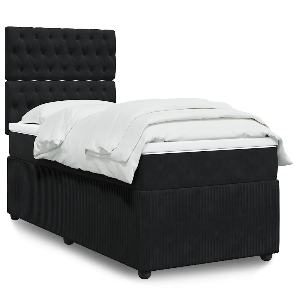 Giroletto a Molle con Materasso Nero 90x200 cm in Velluto