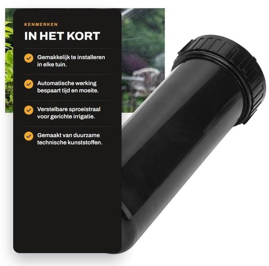 Sistema di Irrigazione Automatico a Rotaia - Attrezzo per Irrigazione di Giardino - Aspiratore a Sfera Telescopica - Flusso d'Acqua 0,12-1,04 m³/ora - Portata 4-12 m - Peso ± 310 g - Irrigatore a Rotaia