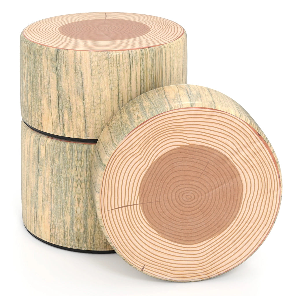 Set 3 sgabelli ceppo albero cuscini pavimento stampa legno altezze diverse-Sgabelli rotondi bambini aula casa asilo  tinta legno chiara