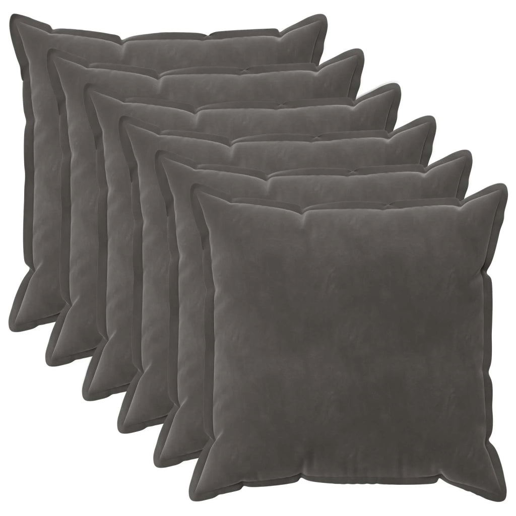 Federa 6 pcs HOUTEN Grigio Scuro 65 x 65 cm Velluto 920972