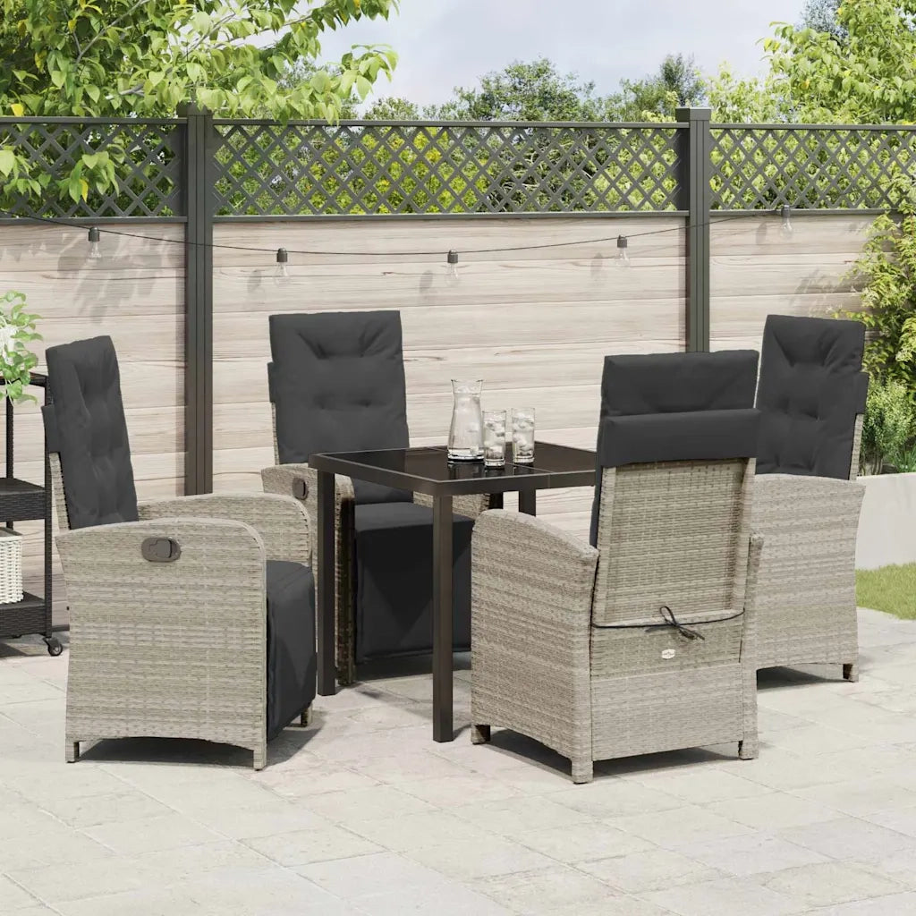 Set da Pranzo per Giardino 5 pcs Grigio chiaro polyrattan