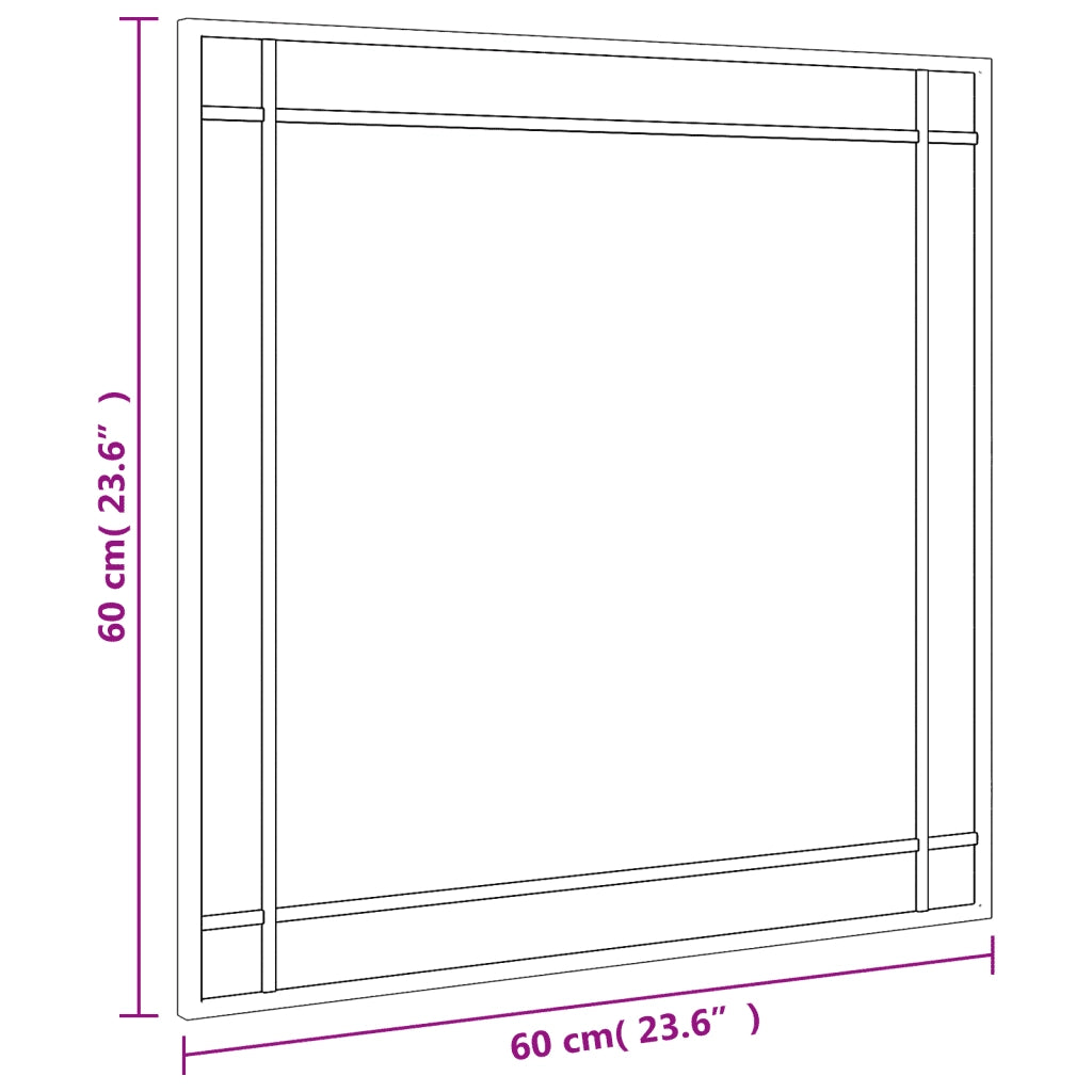 Specchio da Parete Nero 60x60 cm Quadrato in Ferro 358635