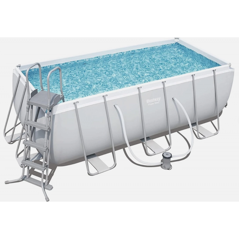 Piscina fuori terra rettangolare con filtro a cartuccia e ChemConnect, 412x201x122 cm con scaletta - Bestway