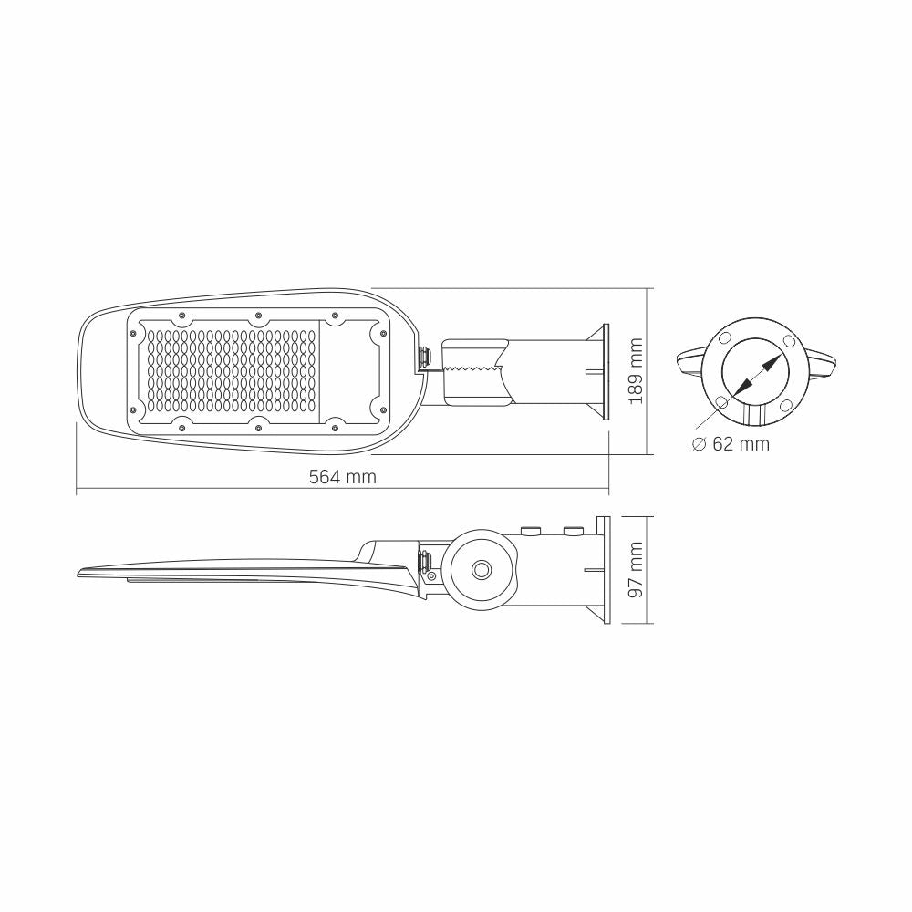 Testa lampione LED alluminio 100W 10000lm 5000K IP65 Videx