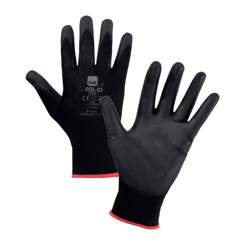 GUANTI HOB POLIESTERE/POLIURETANO NERO TG.  8- 12,0 paia