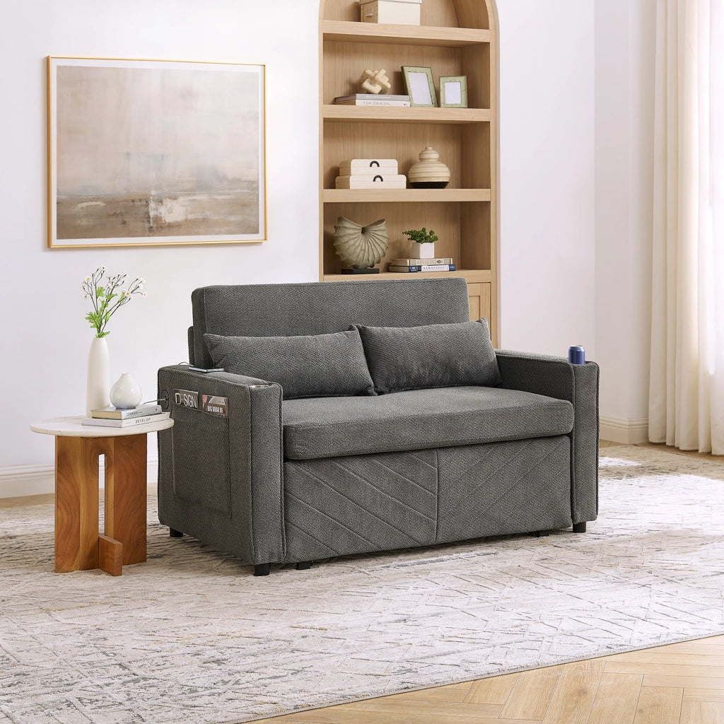 Divano Letto 2 Posti con USB ¨C Xylo ¨C Grigio Scuro