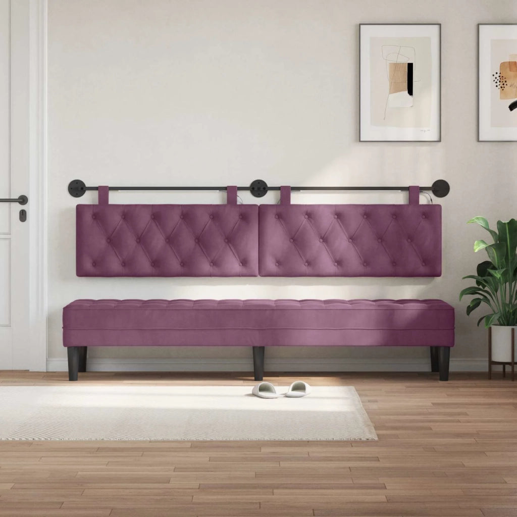 Testiera | Testata sospesa Con luce LED Viola Velluto
