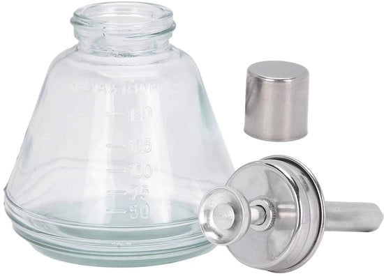 Rimozione smalto a pompa 180 ml - contenitore in vetro - nucleo in alluminio - contenitore di liquido riutilizzabile - design antistatico - dispenser di liquido