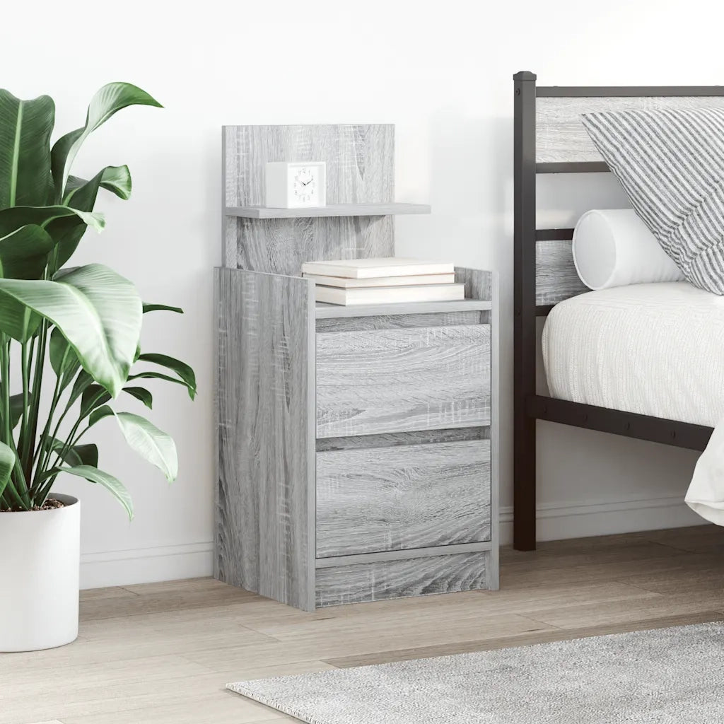 Comodini con 2 Cassetti 2 pz Grigio Sonoma 38x34x80 cm 861366