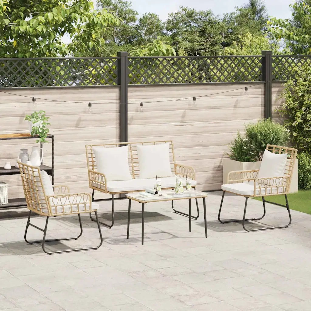 Set di Mobili da Giardino 4 pcs Nero e antracite polyrattan