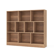 Libreria a 10 cubi con 2 kit anti-ribaltamento, Organizzatore di stoccaggio a 3 ripiani in legno alto 104cm Naturale