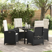 Set da Pranzo per Giardino con cuscino 5 pcs Nero polyrattan